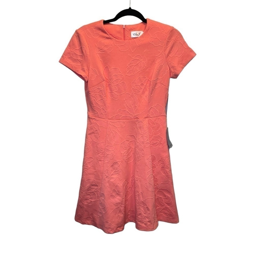 Eliza J Floral Embossed Fit & Flare Dress In Coral Size 4 New